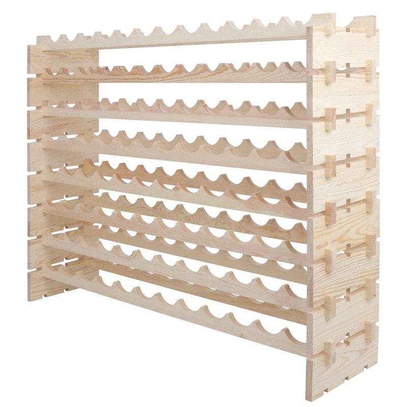 Bottles Wine Rack Stackable Wood Display 8 Tier Wine Storage Shelves Solid Pinewood Wine Holder 4