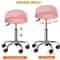 Adjustable PU Leather Rolling Stool Pink Swivel Salon Chair With Cushion Backrest Comfortable Dura 3
