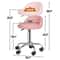 Adjustable PU Leather Rolling Stool Pink Swivel Salon Chair With Cushion Backrest Comfortable Dura 6