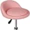 Adjustable PU Leather Rolling Stool Pink Swivel Salon Chair With Cushion Backrest Comfortable Dura 1