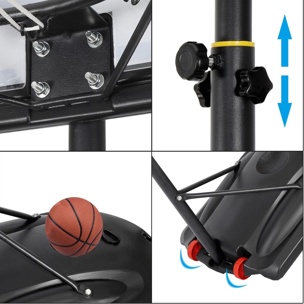 Adjustable Portable Basketball Hoop Outdoor Goals System PVC Backboard With Mobile Base And Wheels 9