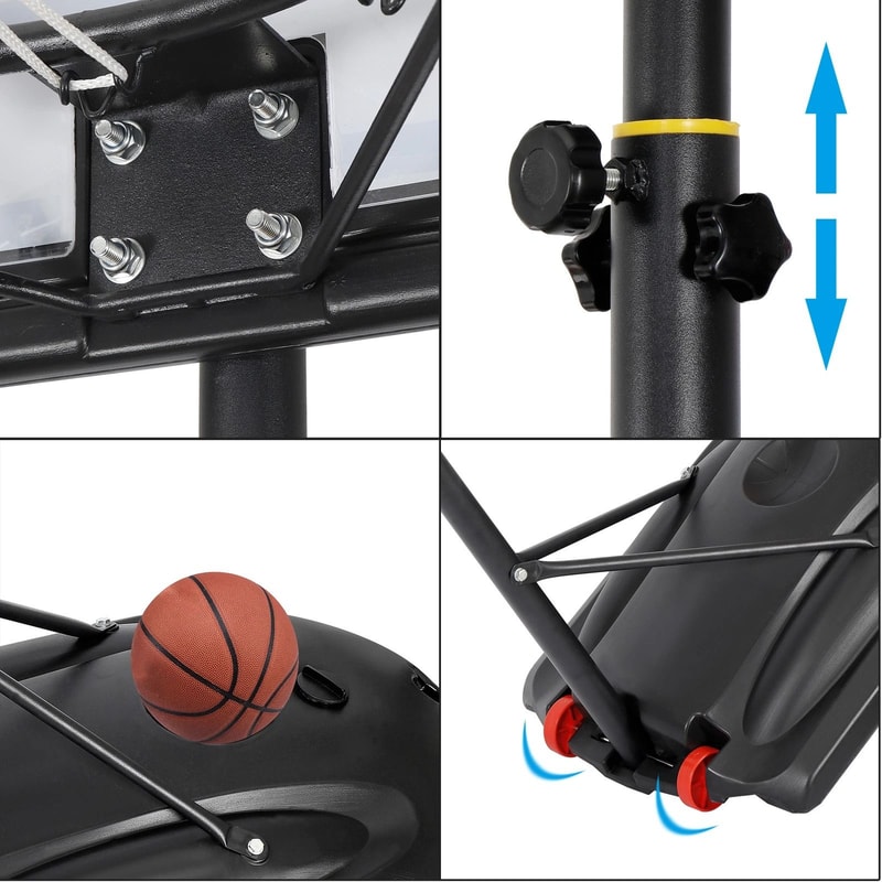 Adjustable Portable Basketball Hoop Outdoor Goals System PVC Backboard With Mobile Base And Wheels 9