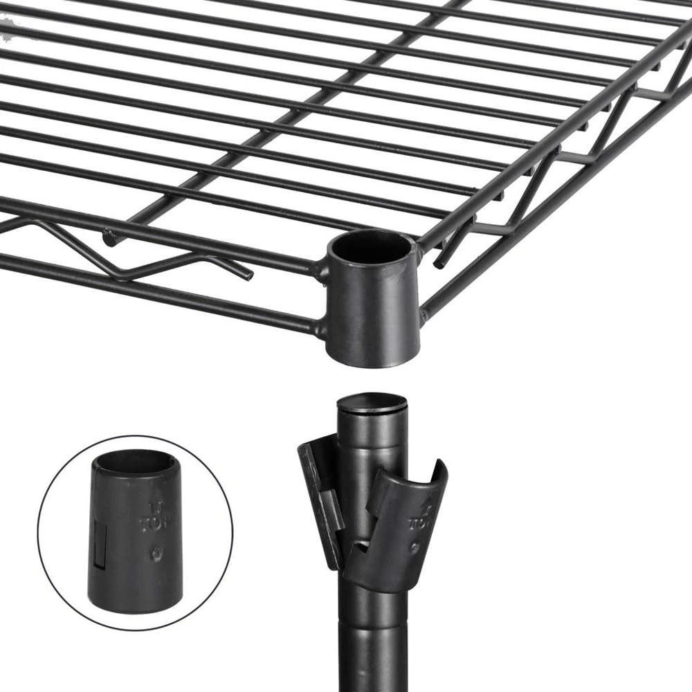 Heavy Duty Tier Metal Wire Shelf Black Storage Unit Organizer For Kitchen Adjustable Rack 5