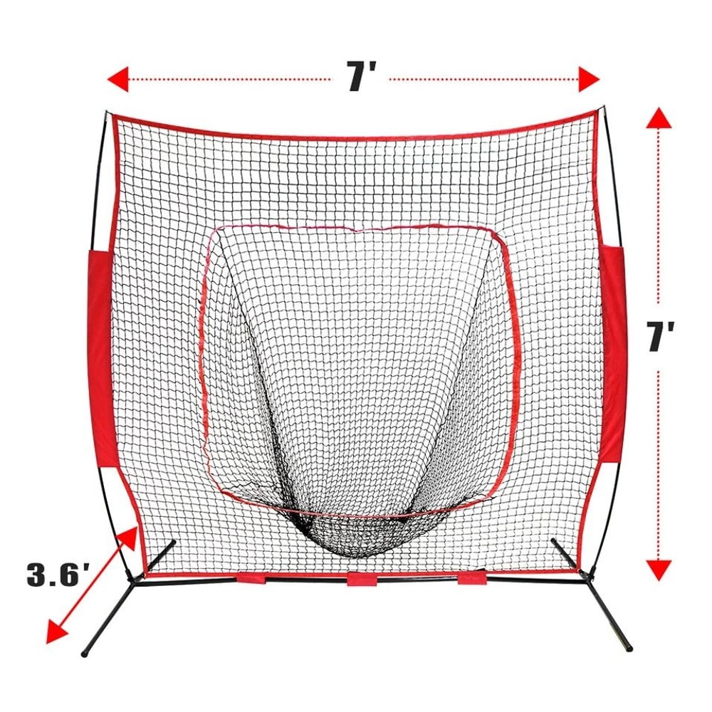 Baseball Hitting Net Softball Pitching Net Portable Bow Frame With Carry Bag For Practice 1