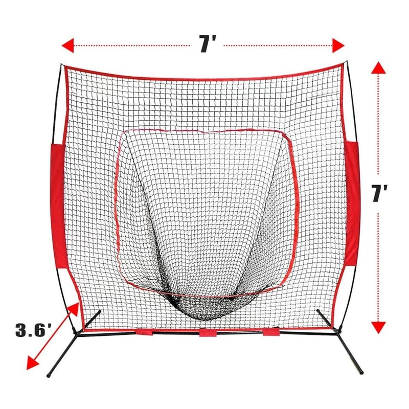 Baseball Hitting Net Softball Pitching Net Portable Bow Frame With Carry Bag For Practice 3