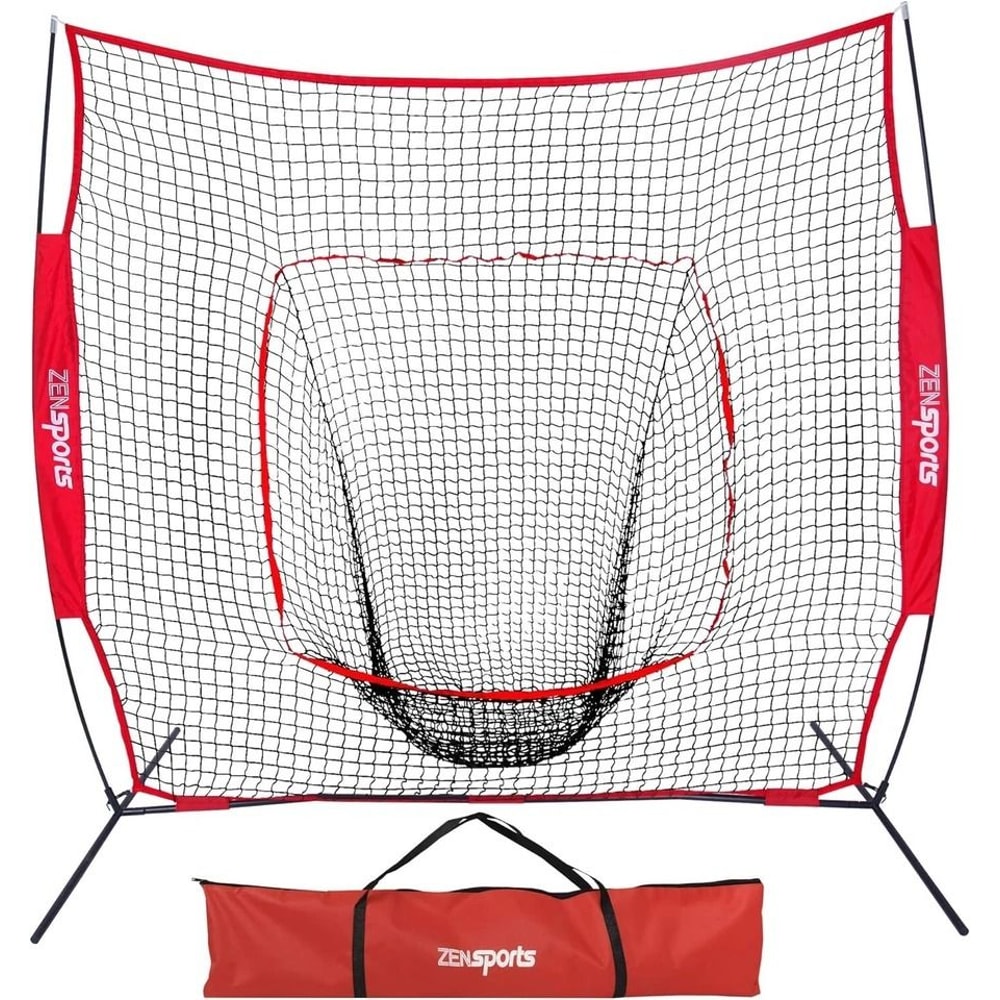 Baseball Hitting Net Softball Pitching Net Portable Bow Frame With Carry Bag For Practice 4
