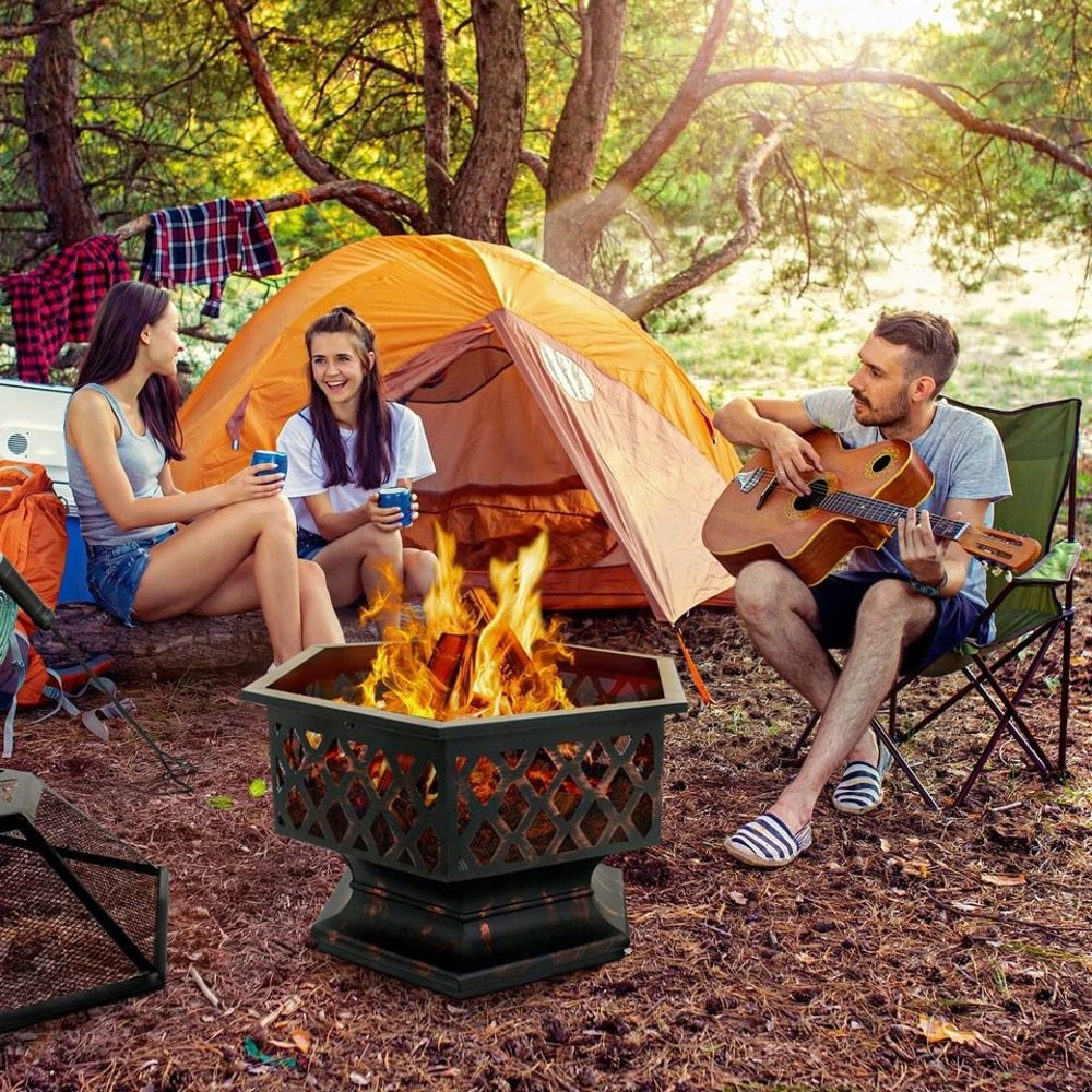 Outdoor Fire Pit Heater For Backyard Wood Burning Patio Stove Fireplace Table Elegant Deck Decorati 1