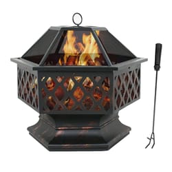 outdoor fire pit heater for backyard, wood burning patio stove fireplace table, elegant deck decoration