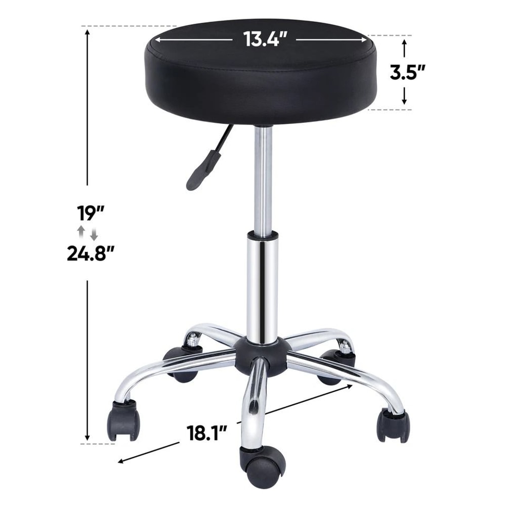 Adjustable Hydraulic Rolling Stool Swivel Tattoo Chair Office Chair Black Swivel Salon Stool Height 6