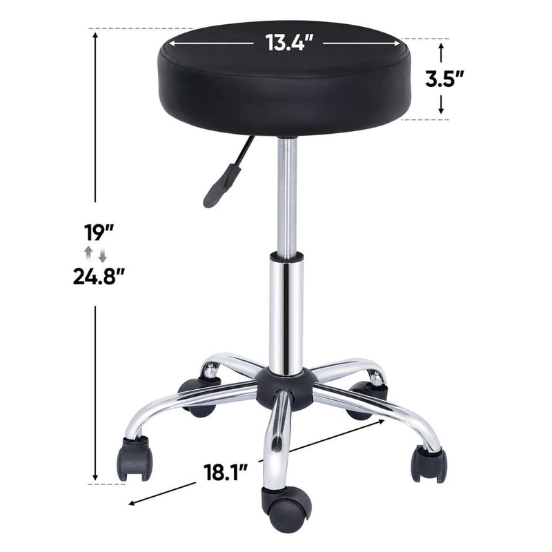 Adjustable Hydraulic Rolling Stool Swivel Tattoo Chair Office Chair Black Swivel Salon Stool Height 6