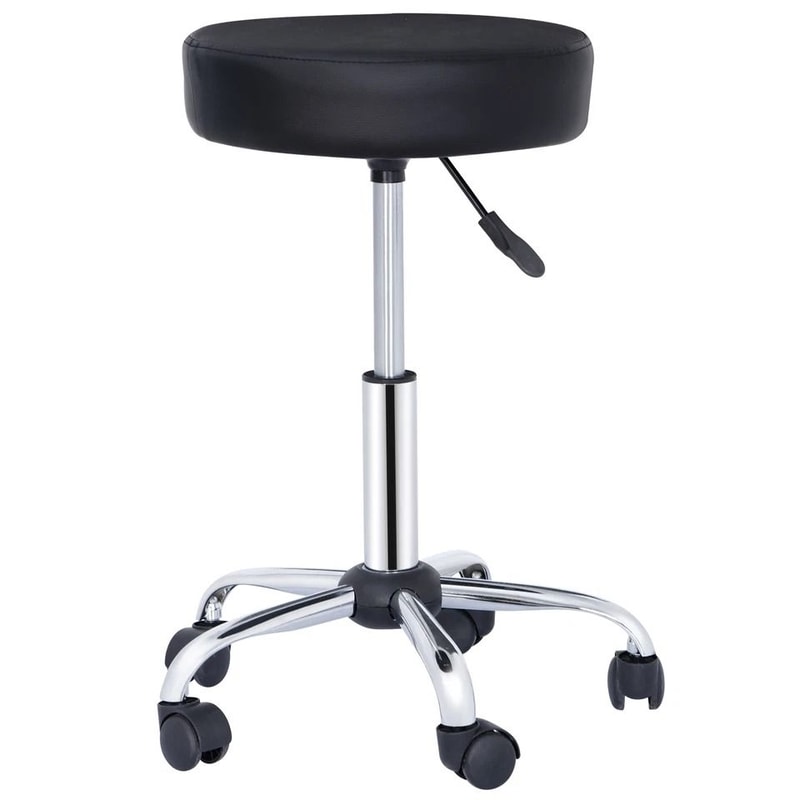 Adjustable Hydraulic Rolling Stool Swivel Tattoo Chair Office Chair Black Swivel Salon Stool Height 0