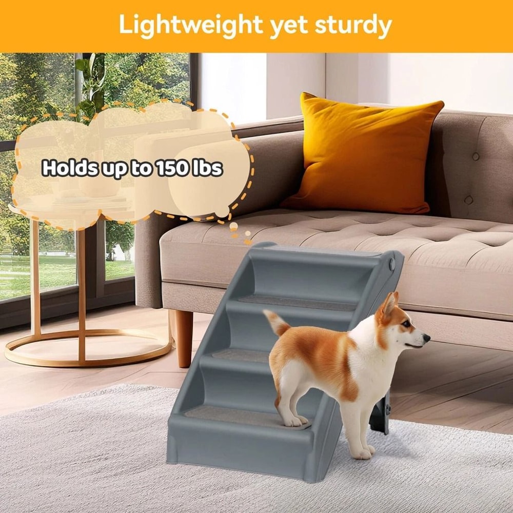 Pet Stairs Foldable NonSlip Dog Steps For High Bed Comfortable Ladder Ramp I 11