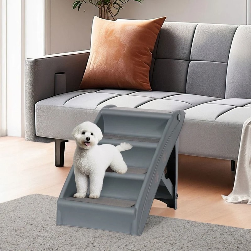 Pet Stairs Foldable NonSlip Dog Steps For High Bed Comfortable Ladder Ramp I 13
