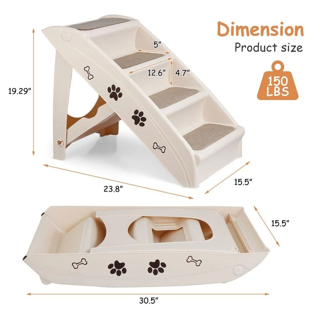 Pet Stairs Foldable NonSlip Dog Steps For High Bed Comfortable Ladder Ramp I 15