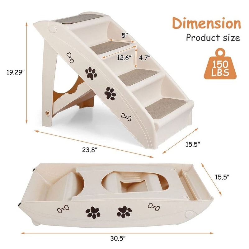 Pet Stairs Foldable NonSlip Dog Steps For High Bed Comfortable Ladder Ramp I 15