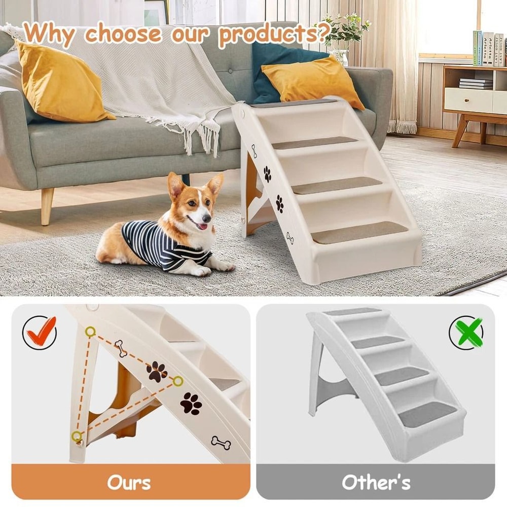 Pet Stairs Foldable NonSlip Dog Steps For High Bed Comfortable Ladder Ramp I 3