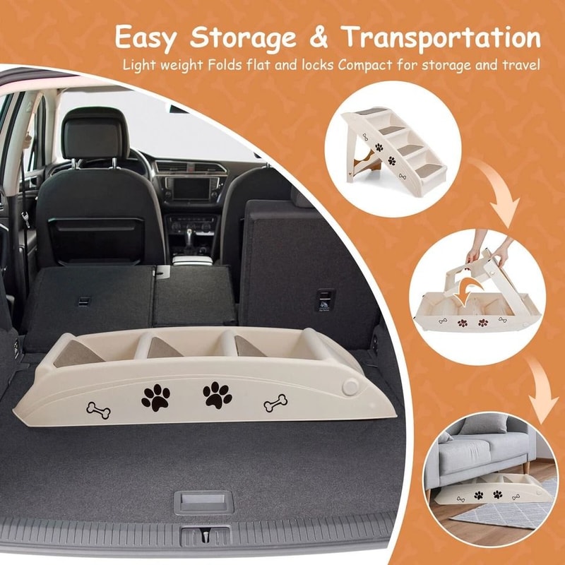Pet Stairs Foldable NonSlip Dog Steps For High Bed Comfortable Ladder Ramp I 5