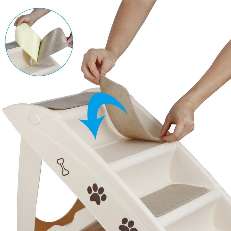 Pet Stairs Foldable NonSlip Dog Steps For High Bed Comfortable Ladder Ramp I 10