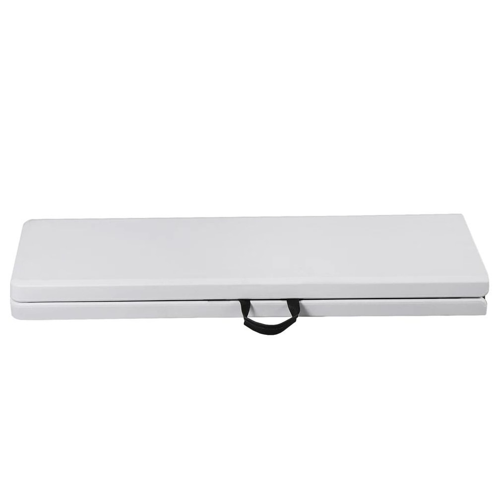 Portable Folding Bench White HDPE Seat For Picnic Camping IndoorOutdoor Use Sturdy Metal Frame 3