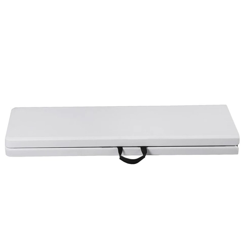 Portable Folding Bench White HDPE Seat For Picnic Camping IndoorOutdoor Use Sturdy Metal Frame 3