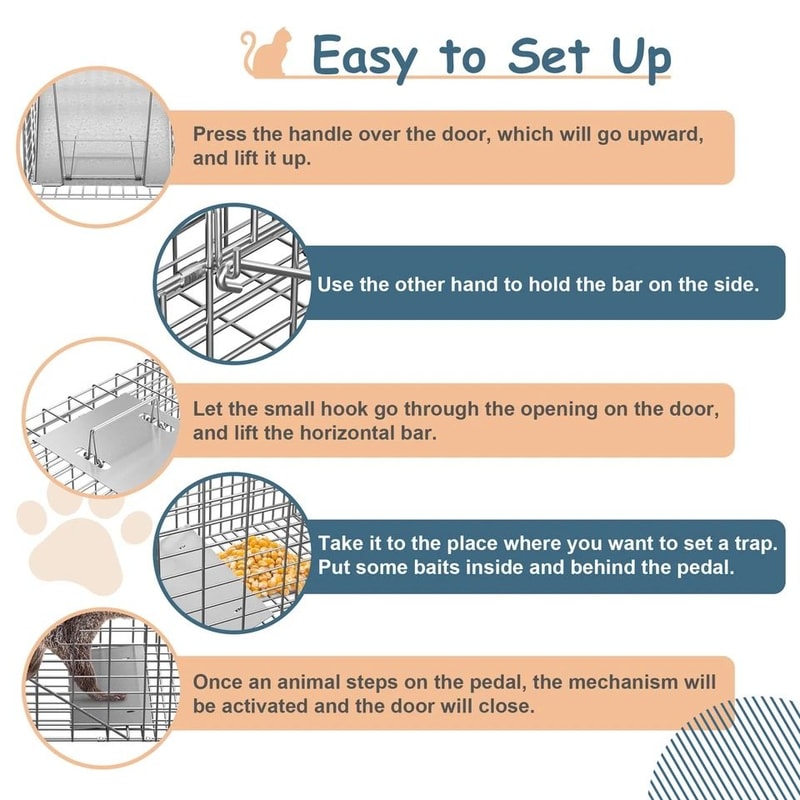 Humane Rodent Raccoon Cage Live Animal Cage Trap With Iron Door Safe For Squirrels Rabbits Skunks 11