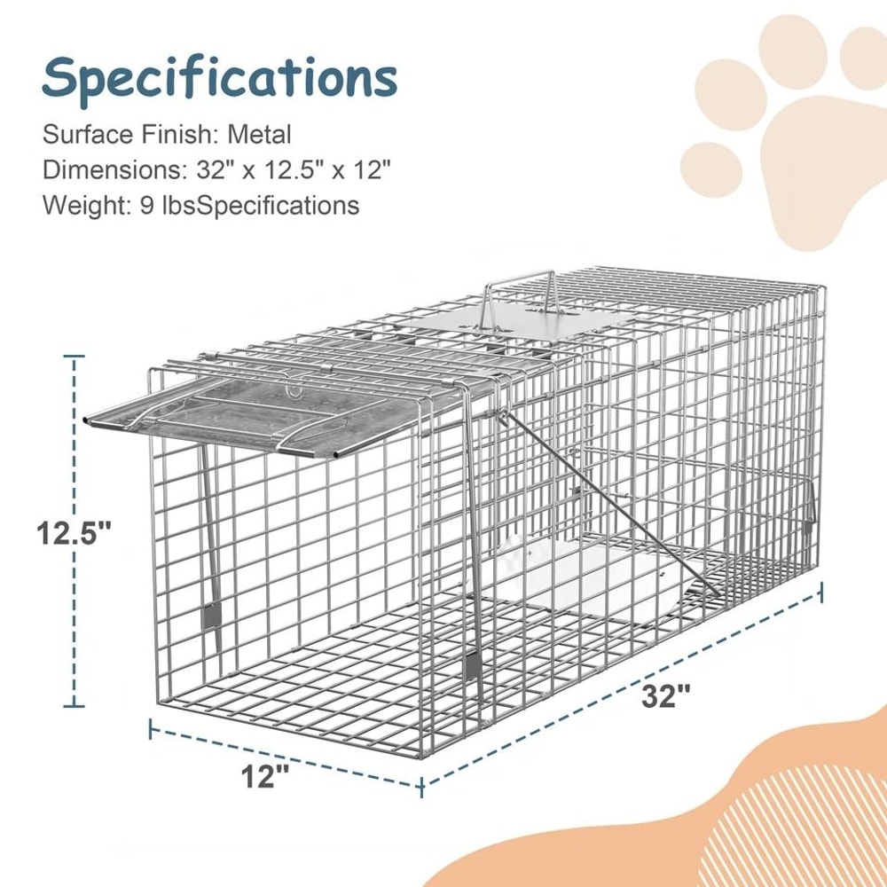 Humane Rodent Raccoon Cage Live Animal Cage Trap With Iron Door Safe For Squirrels Rabbits Skunks 6