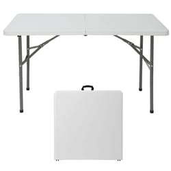 fold-in-half plastic folding table with carrying handle, picnic camping table, waterproof and durable, lightweight