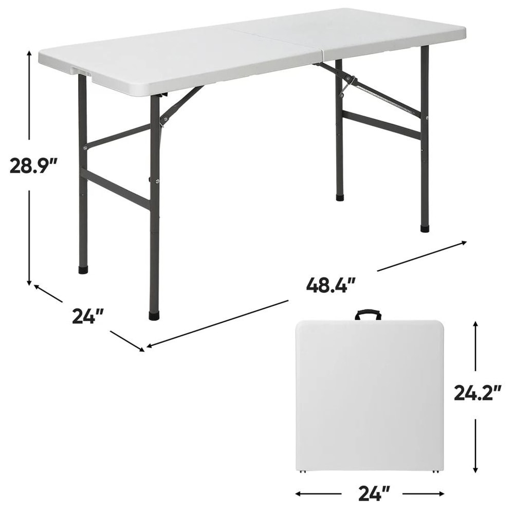 FoldinHalf Plastic Folding Table With Carrying Handle Picnic Camping Table Waterproof And Durable L