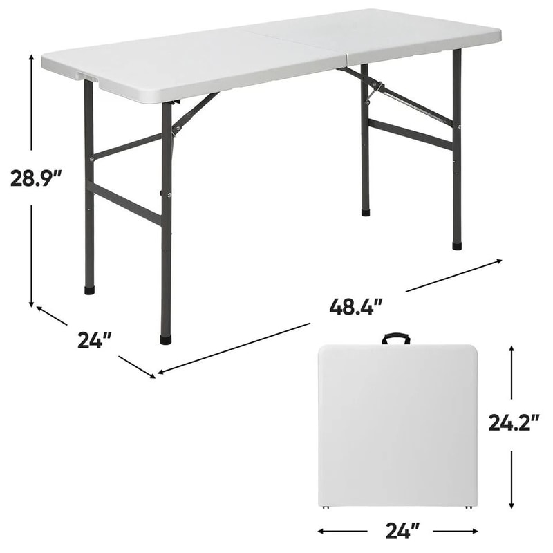 FoldinHalf Plastic Folding Table With Carrying Handle Picnic Camping Table Waterproof And Durable L