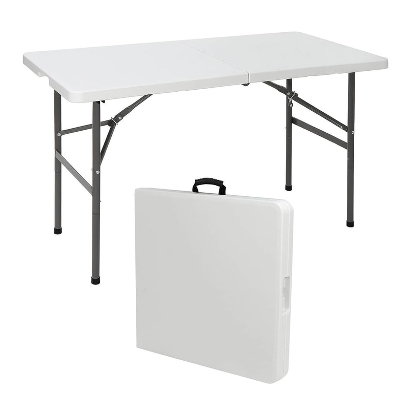 FoldinHalf Plastic Folding Table With Carrying Handle Picnic Camping Table Waterproof And Durable L