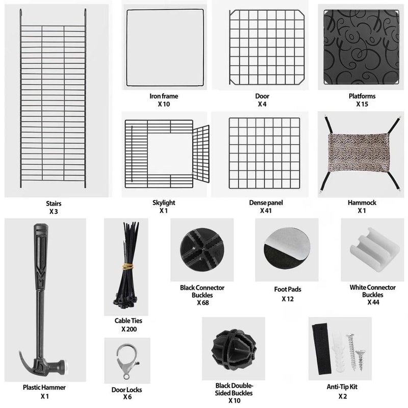 Cat Enclosures DIY Tier Cat Cage Indoor Detachable Metal Kennel W Hammock Spacious Stable Pet Cage 4