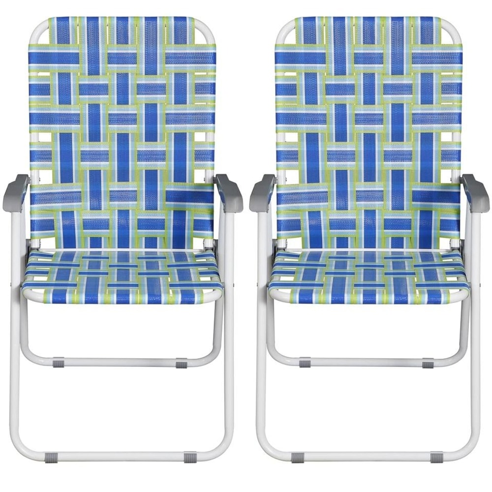 Outdoor Webbed Lawn Chair Patio Folding Beach Chairs Steel Frame Lightweight Comfortable Breathable 6