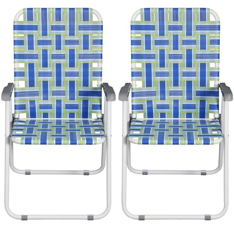 Outdoor Webbed Lawn Chair Patio Folding Beach Chairs Steel Frame Lightweight Comfortable Breathable 6