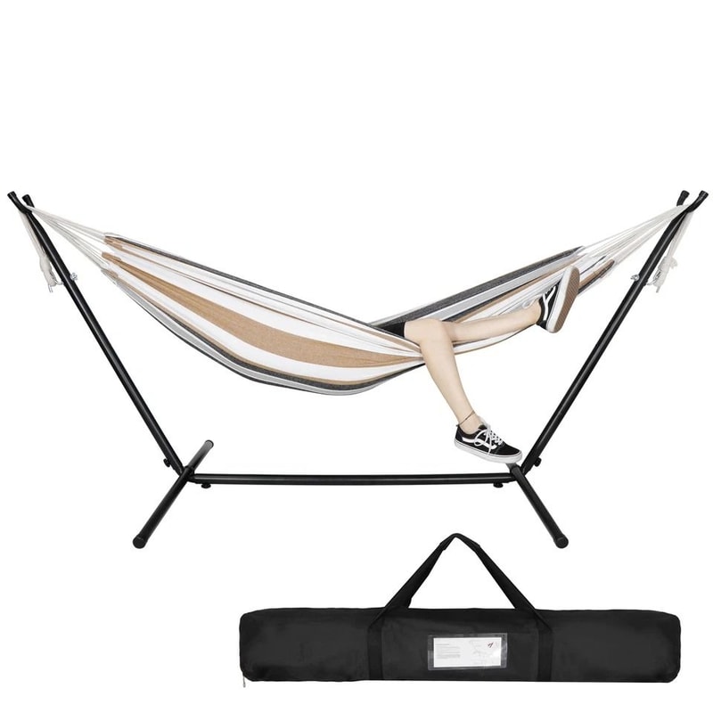 Steel Stand Portable Hammock Set Capacity Heavy Duty Hammock Bed For Travel Outdoor Beach Backyard 4