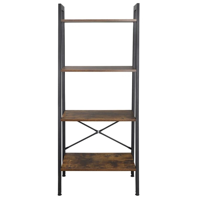 Rustic Ladder Shelf Bookcase Tier Storage Rack Plant Flower Stand Modern Industrial Bookshelf Home 4