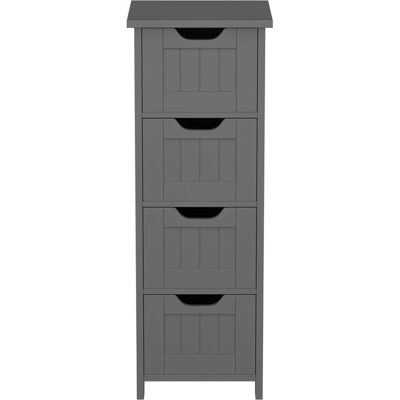 Freestanding Bathroom Storage Cabinet Grey Wood Side Organizer Drawers For Efficient Home Organizat 1