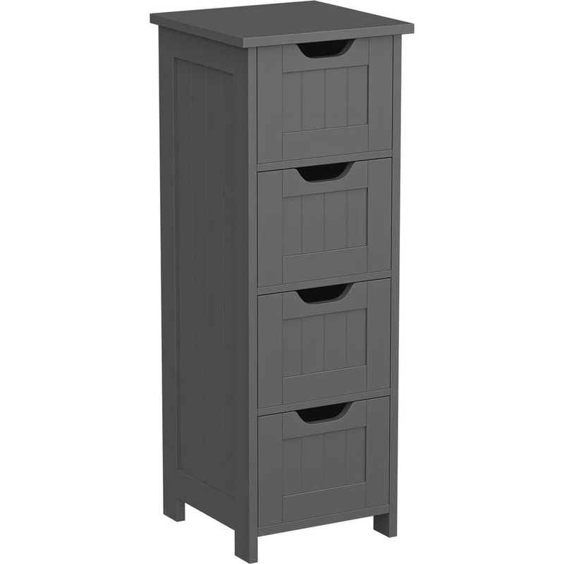 Freestanding Bathroom Storage Cabinet Grey Wood Side Organizer Drawers For Efficient Home Organizat 2