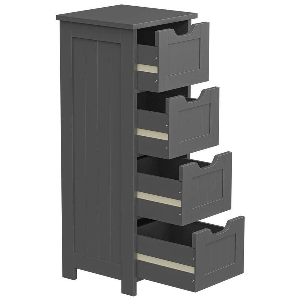 Freestanding Bathroom Storage Cabinet Grey Wood Side Organizer Drawers For Efficient Home Organizat 0