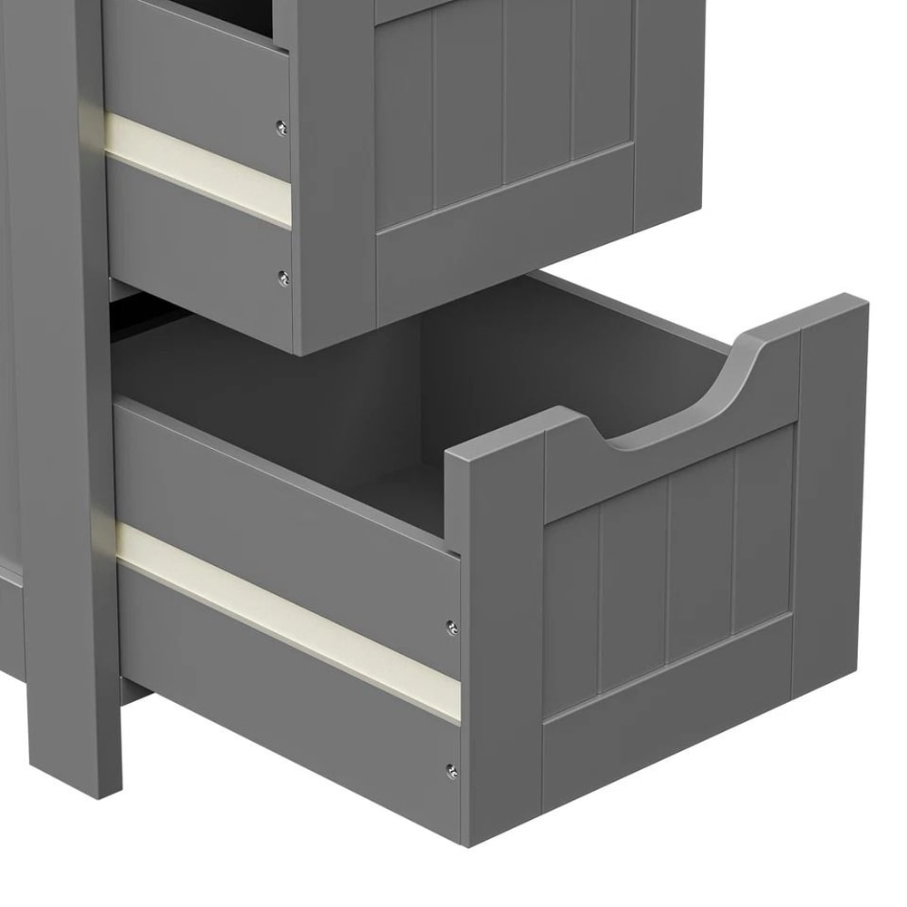 Freestanding Bathroom Storage Cabinet Grey Wood Side Organizer Drawers For Efficient Home Organizat 3