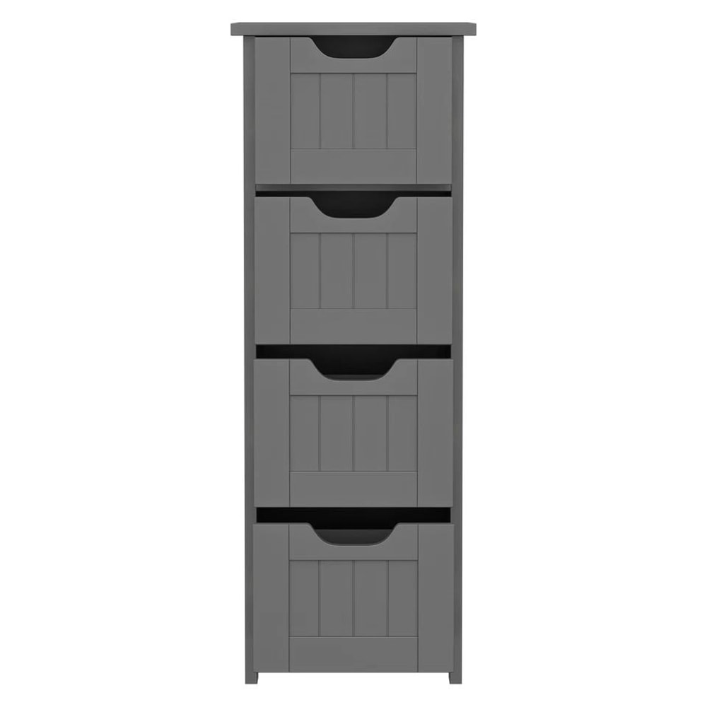 Freestanding Bathroom Storage Cabinet Grey Wood Side Organizer Drawers For Efficient Home Organizat 5