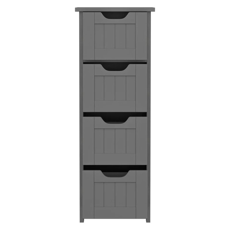 Freestanding Bathroom Storage Cabinet Grey Wood Side Organizer Drawers For Efficient Home Organizat 5