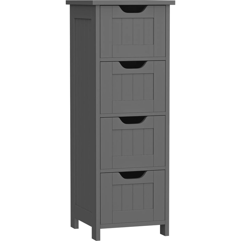 Freestanding Bathroom Storage Cabinet Grey Wood Side Organizer Drawers For Efficient Home Organizat 6