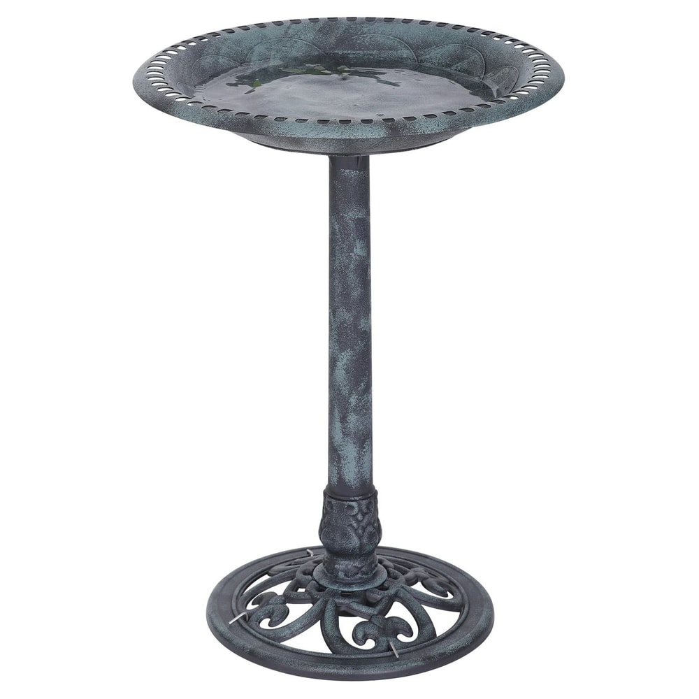 Outdoor Pedestal Bird Bath Vintage Yard Art Garden Decor WeatherResistant Resin Birdbath 9