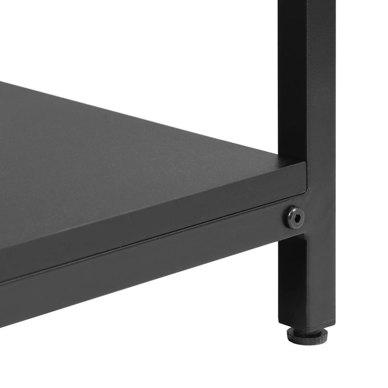 Black Side End Table With Storage Shelf Tier Coffee Table Rectangle TV Stand For Bedroom Living Roo