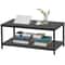 Black Side End Table With Storage Shelf Tier Coffee Table Rectangle TV Stand For Bedroom Living Roo