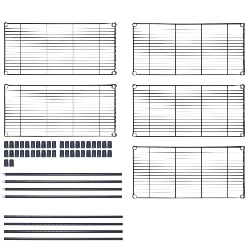 Adjustable Tier Shelves Wire Shelving Unit Space Storage Organizer Heavy Duty Kitchen Rack Black 2