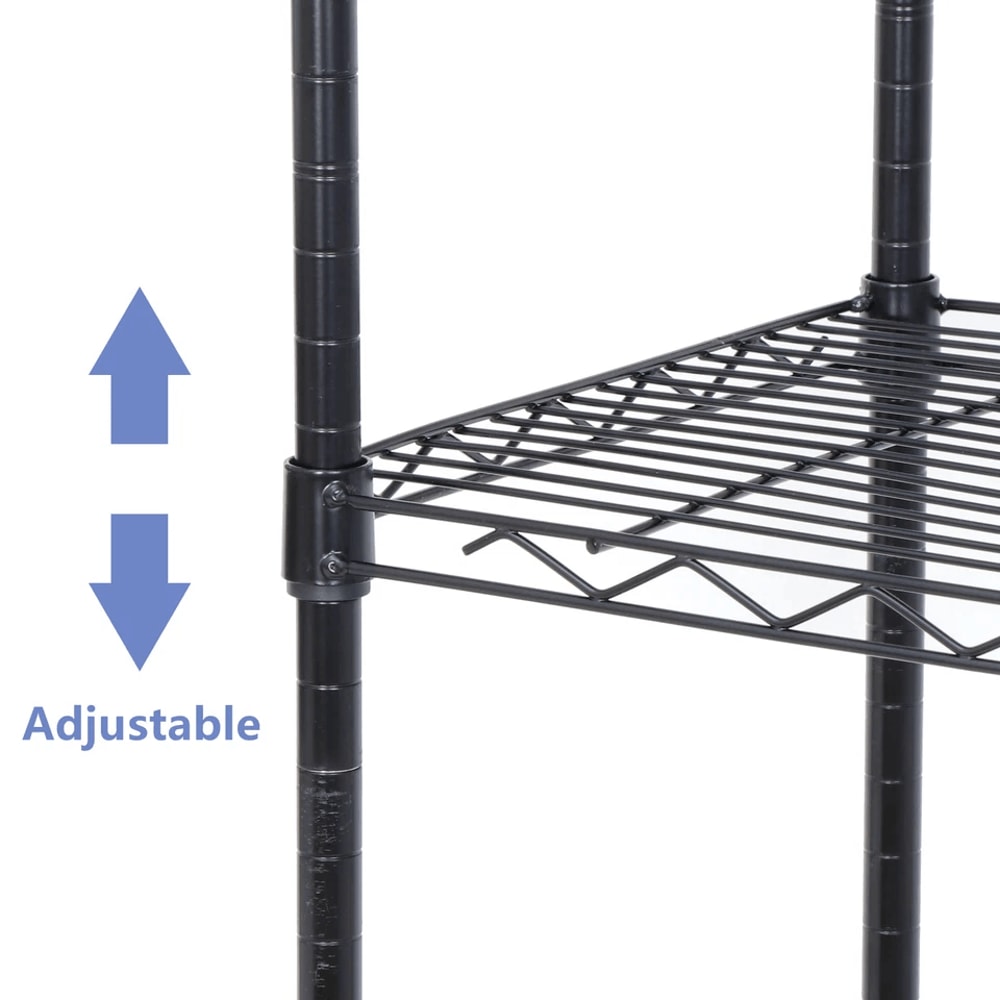Adjustable Tier Shelves Wire Shelving Unit Space Storage Organizer Heavy Duty Kitchen Rack Black 7
