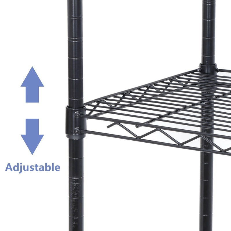 Adjustable Tier Shelves Wire Shelving Unit Space Storage Organizer Heavy Duty Kitchen Rack Black 7