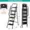 Ladder With Handrails AntiSlip Pedal Tool Tray Foldable Design Black Ideal For Home And Office 10