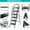 Ladder With Handrails AntiSlip Pedal Tool Tray Foldable Design Black Ideal For Home And Office 11